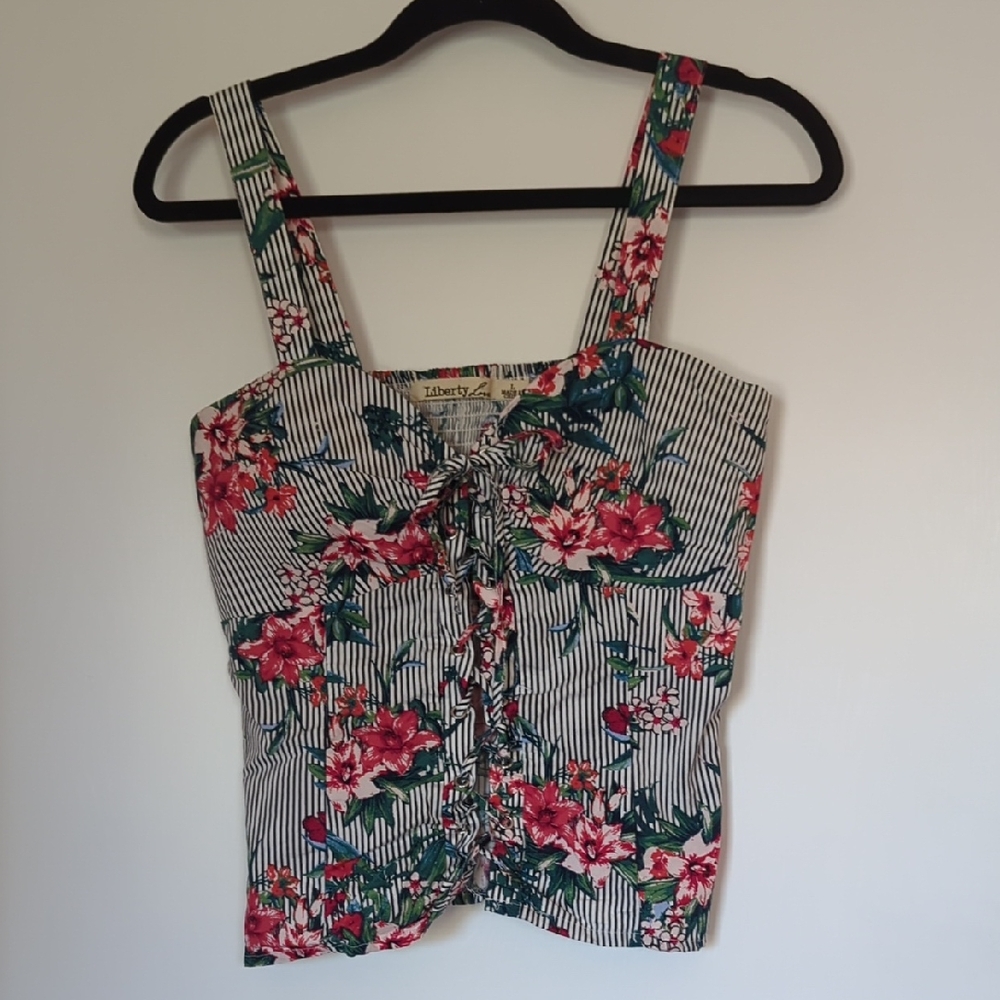 Liberty Floral Striped Camisole - Red and Green